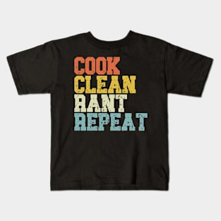 Vintage Cook Clean Rant Repeat Kids T-Shirt